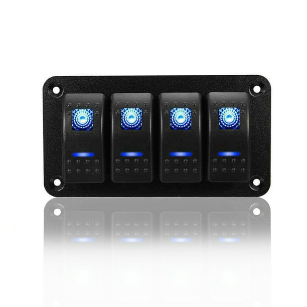 Twidec/3 Gang Rocker Toggle Switch Panel With 12V 20A Heavy Duty Racing Car Automative Auto SPST ON/Off Toggle Switch Blue LED Light Illuminated 3Pin Blue Waterproof Safety Cover ASW-07DBUBUMZ-BZ 